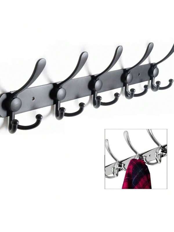 1 pièce de crochet mural en acier inoxydable Porte-manteau monté au mur avec 5 crochets. Tige de suspension de manteau en métal robuste, convient pour les manteaux, serviettes, portefeuilles, peignoirs, couloirs, entrées de salle de bain. Capacité de charge élevée, solide et durable, apparence allongée, crochet en forme de bec de canard, crochet à vêtements créatif