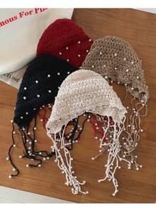 Random Style & Color Bohemian Vintage Handmade Tassel Fashion Ball Knitted Wool Beanie Hat, Unisex Warm Ear Warmer Headband, Suitable For Winter Outdoor Activities (Such As Skiing And Travel) And Autumn Accessories - Multicolor - View 10