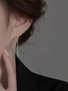 1 Pair Beaded Chain Tassel Earrings, Fashion Minimalist Unique Design Earrings For Women, Suitable For Daily Wear, Parties And Gatherings