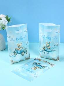 10/24/50 Stücke, Blaue Bär Baby-Shower Geschenkverpackung Taschen, süßes blaues Bär Muster Gender Reveal Party Geschenk Dekorationstaschen Süßigkeitstüten, Baby Dekorative Geschenkverpackung Zubehör, Baby-Shower Party Tischdekoration Zubehör, Neugeborenen Baby 1. Geburtstag Party Süßigkeitentüte, Baby-Shower Dekoration, Gender Reveal Dekoration, Baby-Shower Geschenk