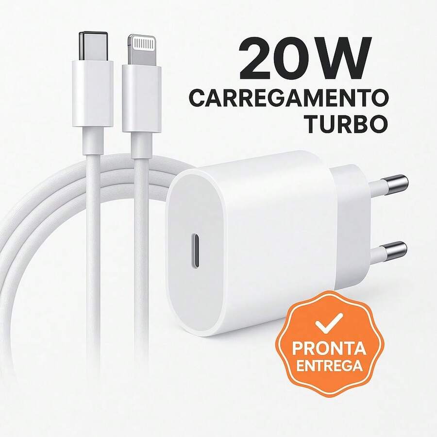 20w USB-C Turbo Charger Kit + Reinforced Longhtning Cable - Fast Charging For IPhone - 查看 1