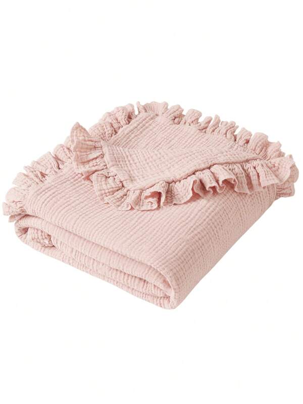 1 pieza Manta fina y transpirable de gasa blanca con borde de encaje para bebé y niño pequeño, multiusos: manta de envolver, cubierta parasol para cochecito, toalla de baño, mantel para habitación de bebé, día de los enamorados (Tamaño: 100cm/39.37in*100cm/39.37in)