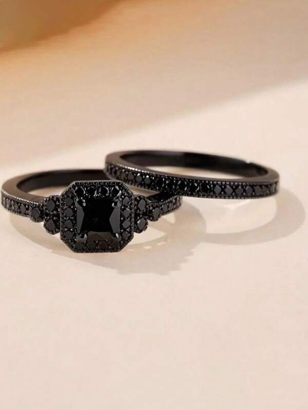 Nuevo anillo de lujo con cuatro garras y circonita incrustada, de personalidad simple