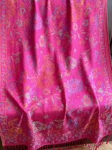 1件装女士亮丽佩斯利提花围巾/披肩，百搭日常佩戴，适合秋冬季服装搭配 - 玫紅色 - 查看 4