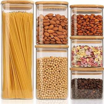 Transparent Simple Storage Jars, Glass Canisters, With Spoon - Sugar Jar, Cookie Jar, Tea Canister, Snack Jar, Seasoning Jar, Salt & Pepper Jar - Airtight Food Storage Containers, For Kitchen, Sealed Jars With Spoon, Glass