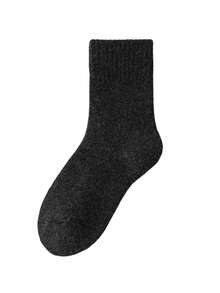 1 Paar dicke Wollsocken für Frauen, Wollsocken bis zur Mitte des Wades, feiner Wollkreis, nicht klobig, warm, heizend, einfarbig, geeignet für Mittelalter und Senioren, bequem und weich