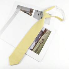 1 pieza Corbata clásica de lino de 6 cm de unicolor para hombre, color macaron