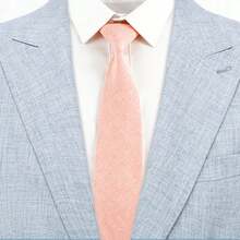 1 pieza Corbata clásica de lino de 6 cm de unicolor para hombre, color macaron