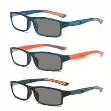 男女变色超轻运动老花镜 男女变色老花镜 方框变色阅读老花镜+1.0至+4.0 - 白色 - 查看 1