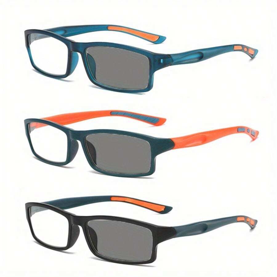 男女变色超轻运动老花镜 男女变色老花镜 方框变色阅读老花镜+1.0至+4.0 - 白色 - 查看 1