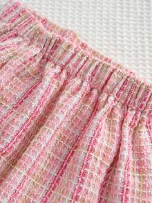 2 قطعة طقم بنطلون وسترة طويلة الأكمام ذات صدر واحد بنمط مربعات للفتيات المراهقات، 2 قطعة طقم تنورة طويلة الأكمام مطبوع عليها تنين وطاووس وردي للفتيات، 2 قطعة طقم تنورة طويلة الأكمام مزينة بالزخارف المعدنية، 2 قطعة طقم جاكيت وتنورة طويلة الأكمام بنمط مربعات للفتيات، مناسب للمناسبات - وردي - مشاهدة 9