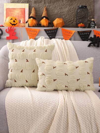 1pc Halloween Decorative Pumpkin Plush Throw Pillow Cover, Autumn Harvest Thanksgiving Living Room Bedroom Party