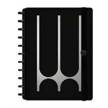 Caderno de Disco ISCOOL Capa Dura Monograma Minimal Perfil Letra W - Preto e Prata - Visão 1