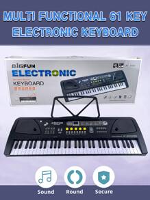 Teclado electrónico portátil de 61 teclas con micrófono y puerto USB - Instrumento musical digital con canciones incorporadas, grabación y reproducción, volumen ajustable - Ideal para principiantes, adolescentes y adultos