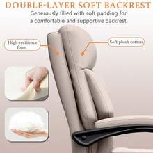 Office Chair Adjustable Height Executive Desk Chair With Foot Rest Comfy Computer Chair High Back Ergonomic Leather Office Chairs - White - View 2