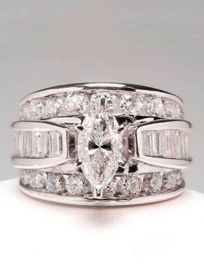 1 خاتم من الزركونيا المكعبة للنساء هدية عيد الحب، حفل الزفاف والمناسبات. مصنوع يدويًا، الزركونيا مرتبة بشكل عشوائي، يرجى الرجوع إلى الشيء المادي المستلم كمرجع رئيسي