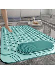 1 pieza Alfombra multicolor aleatoria para ducha y bañera de 27.5 X 14.2 pulgadas, alfombra de goma antideslizante para ducha, adecuada para ancianos y niños, alfombra antideslizante para bañera con agujeros de drenaje y ventosas, alfombra para baño y bañera, lavable a máquina