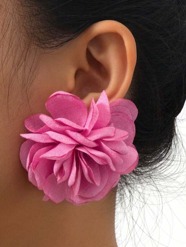 1 par de pendientes de botón con flores de rosa elegantes y románticos, regalo para mujeres