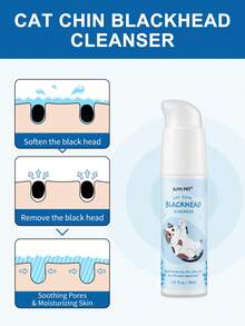 GJYC PET 猫下巴痤疮护理套装 - 温和去除猫下巴黑头，配备清洁刷，无残忍，滋养猫下巴柔软和新鲜，1.01 液量盎司