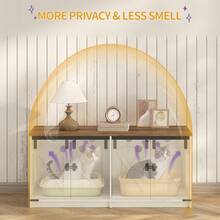 Hzuaneri Cat Litter Cabinet, Hidden Cat Cabinet With Storage Space, Cat House With Magnets, Farmhouse Style, 80 X 50 X 79.5 Cm, Suitable For Hallway, Bedroom, Vintage Brown-White