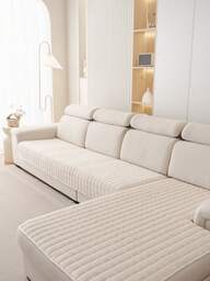 1 szt. Zmywalny, antypoślizgowy pokrowiec na sofę w kształcie litery L, Veet, pasuje na sofę 3-osobową, pikowany wzór, zapięcie magnetyczne, ochrona przyjazna dla zwierząt – szary aksamitny pokrowiec na sofę