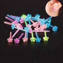 10pcs/Set Hypoallergenic Transparent Earring Studs - Simple Plastic Studs, 3mm Round Flat Design Invisible Ear Pins, Body Jewelry, Sensitive Minimalist Style, Comfortable Piercing Care, Suitable For Everyday Wear, Can Be Worn During Sleep And Shower