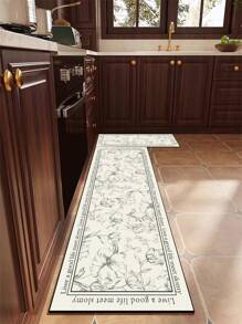 1 件装硅胶厨房垫，带有浪漫水墨画图案，奢华优雅风格缓解疲劳厨房地毯，吸水防滑地毯，适用于厨房、浴室、入口、洗衣房