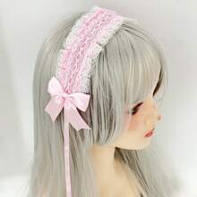 1pc Women's Black Lace Polyester Sweet Headband For Wearing With Dress Valentine's Day Back To School