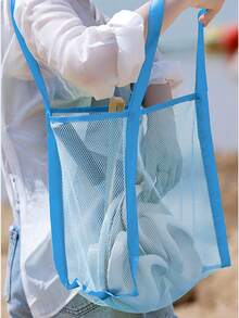 Multifunctional Beach Tote Bag With Mesh Net, Mesh Beach Toy Shoulder Bag, Essential For Summer Travel, Portable Storage, Beach Bag - Multicolor - View 9