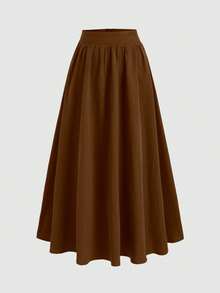 1 件优雅休闲涤纶纯色衬衫，适合约会、日常穿着、办公室、拍照、春夏季 - 咖啡棕 - 查看 1