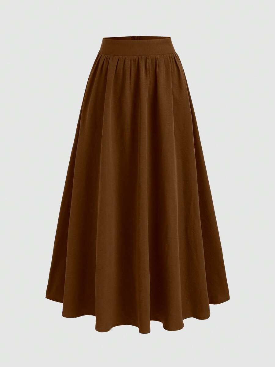 1 件优雅休闲涤纶纯色衬衫，适合约会、日常穿着、办公室、拍照、春夏季 - 咖啡棕 - 查看 1