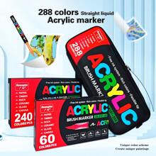 288 Colour Acrylic Marker Set, Soft Tip With Automatic Ink Control System, Strong Coverage For Doodling And Colouring, Suitable For Artists, DIY Crafts, Canvas, Wood, Glass, Rocks And Fabrics, Great For Back To School!
