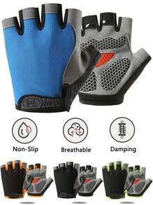 1 Pair Fitness Half Finger Gloves For Men's Sports Cycling Outdoor Gym Silicone Shock Absorbent Sweat Absorbent Breathable Anti Slip Cycling Gloves For Men's Half Finger Sports Fitness Summer Thin Outdoor Dynamic Cycling Anti Slip Dew Finger Shock Absorbent Breathable