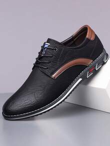 2024 男士新款商务休闲皮鞋，时尚百搭透气休闲大码运动鞋 - 黑色 - 查看 1