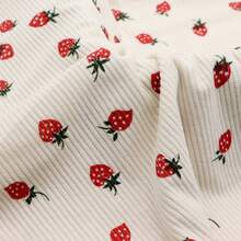 1 件草莓水果印花灯芯绒罗纹面料天鹅绒条纹面料纯色沙发手工 DIY 面料 57x19.68 英寸（145x50 厘米） - 多色 - 查看 1