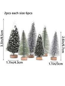 6 piezas de adornos miniatura de invierno y Navidad de resina, árboles de Navidad creativos para exhibición de escritorio, manualidades de escena navideña DIY para accesorios de decoración de fiesta de Navidad. Decoración del hogar, decoraciones navideñas, decoración de habitación