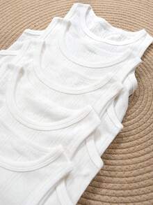 minizone 5 pezzi/set Canotte senza maniche in cotone tinta unita per bambini, unisex, semplici, traspiranti