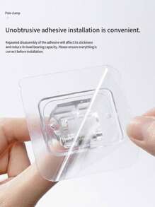 4pcs Curtain Rod Brackets No Drilling, Self Adhesive Curtain Rod Holders Nail Free Adjustable Curtain Rod Hooks Curtain Hangers For Bathroom Kitchen Bathroom Hotel - Multicolor - View 4