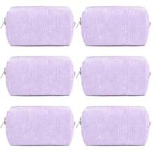 Checkered Makeup Bag Preppy Cosmetic Bag Bulk Blue Makeup Pouch Travel Toiletry Bag Organizer Cute Makeup Brushes Storage Bag Women Fashion - 紫色燈芯絨 - 查看 10