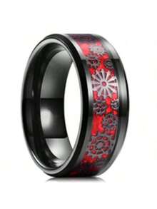 8 毫米不锈钢心跳设计和碳纤维戒指，结婚承诺戒指，舒适佩戴尺寸 6-13 - 戒指 - 查看 53