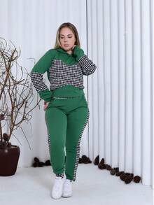 Women's Blouse And Pants Set In Grepe Fabric With Perfect Fit - 綠色 - 查看 3