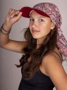 قبعة مسلمة بطبعة زهرية أنيقة، طربوش، قبعة بيسبول، قبعة شمس، وشاح، وشاح بحافة للنساء