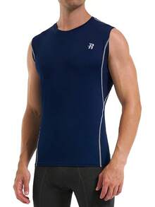 GYHSRunhit Sleeveless Compression Shirt Men Top Athletic Muscle Shirts Men - 海軍 - 查看 2