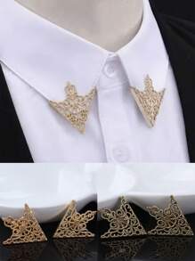 1 Par de Broches Retrô Estilo Triangular Coroa Vazada Floral Alfinete de Colarinho com Corrente, Broche para Decoração de Camisa, Elegante Presente de Jóias Masculinas e Femininas, Acessórios de Roupas para Festa, Casamento, Terno, Clipe de Colarinho, Alfinete de Lapela, Colarinho de Camisa, Broche de Colarinho