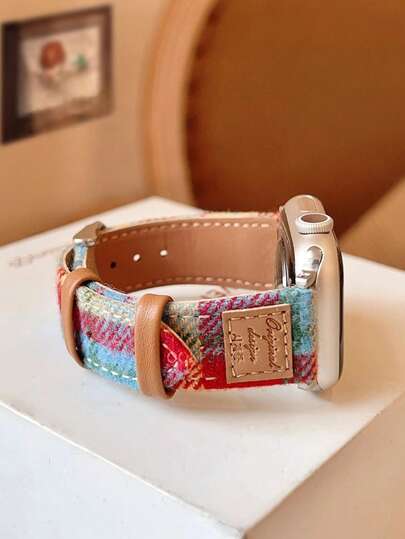 1 Pc Cloth Colorful Leather Loop Compatible With Apple Watch Band For Women 38mm 40mm 41mm 42mm 44mm 45mm 46mm 49mm , Bands Compatible With Apple Watch Strap Series Ultra 10/9/8/7/6/5/4/3/2/1 SE