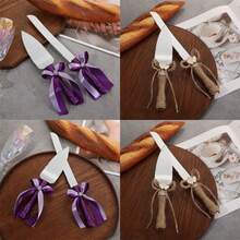 TRUE LOVE GIFT Knife And Spatula Cutlery Set, Romantic Wedding Gift, Bride And Groom Happiness Western Dining Utensils, Suitable For Wedding, Engagement - Multicolor - View 5