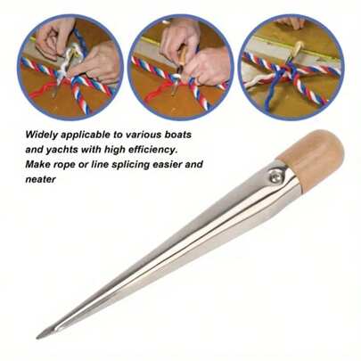 1 st skarvverktyg för båtrep - hållbart rostfritt stål, för skarvning av rep, enkel flätning och gängning med plasthandtag, repfästen, för båt, yacht, kabin, hårdvara