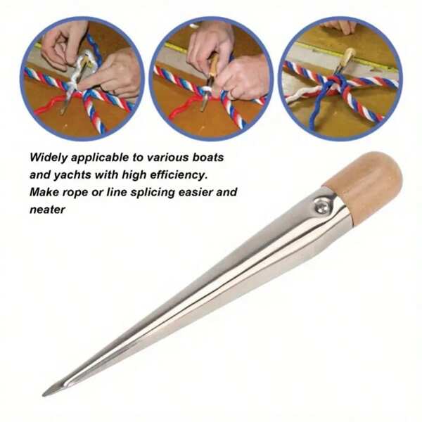 قطعة واحدة أداة تجميع حبل القارب - من الفولاذ المقاوم للصدأ عالي الجودة، لتجميع طقم الحبال، سهل الضفر والتخريم بمقابض بلاستيكية، أداة تجميع الحبال لإمدادات أجهزة قارب اليخت