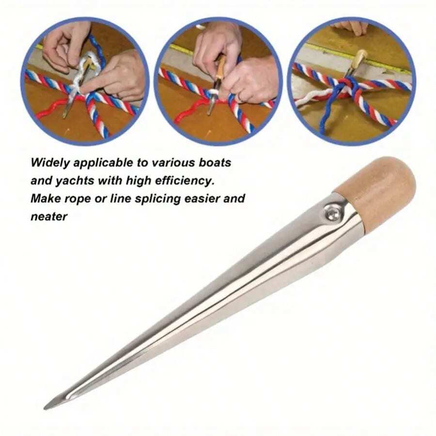 1pc Boat Rope Splicing Tool - Durable Stainless Steel, For Splicing Rope Kit, Easy Braiding And Threadin With Plastic Handles Rope Fids, For Boat Yacht Cabin Hardware Supplies