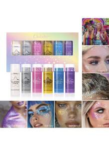 1PC/3PCS/6PCS Holographic Glitter Gel, Long-Lasting Waterproof And Sweat-Proof Party Glitter, Suitable For Stage Performances, Dazzling, Mermaid Theme Holographic Thick Glitter Festival Carnival Accessories